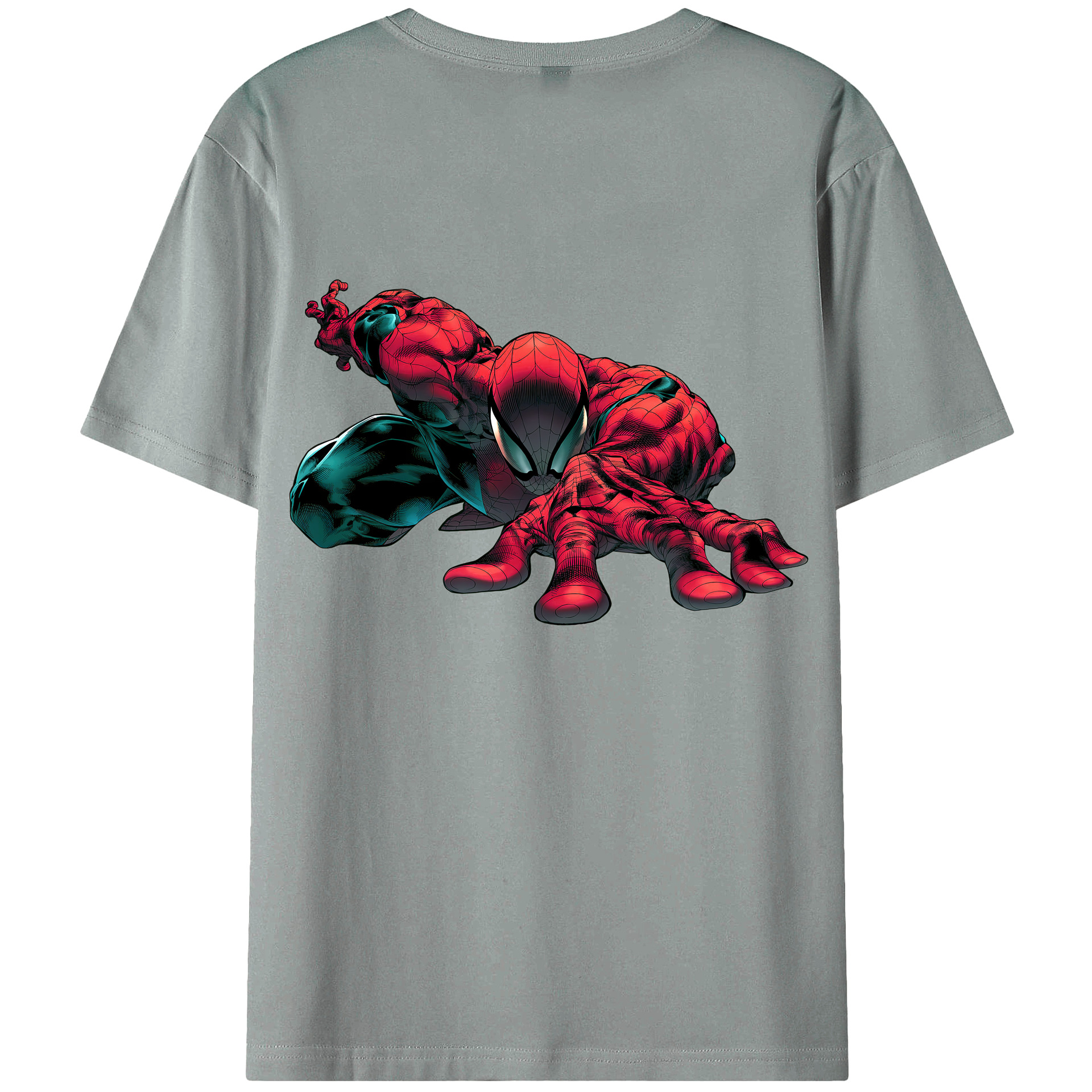 （画像用） Spider Man スパイダーマン 綿100％ メンズ半袖Tシャツ（バックプリント） 通気性